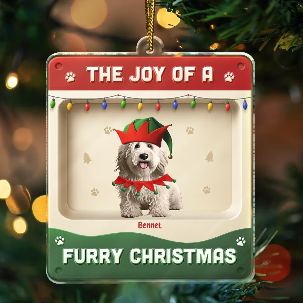 The Joy Of A Furry Christmas 3D Effect Dog Cat - Personalized Custom Shaped Acrylic Ornament - Image 3