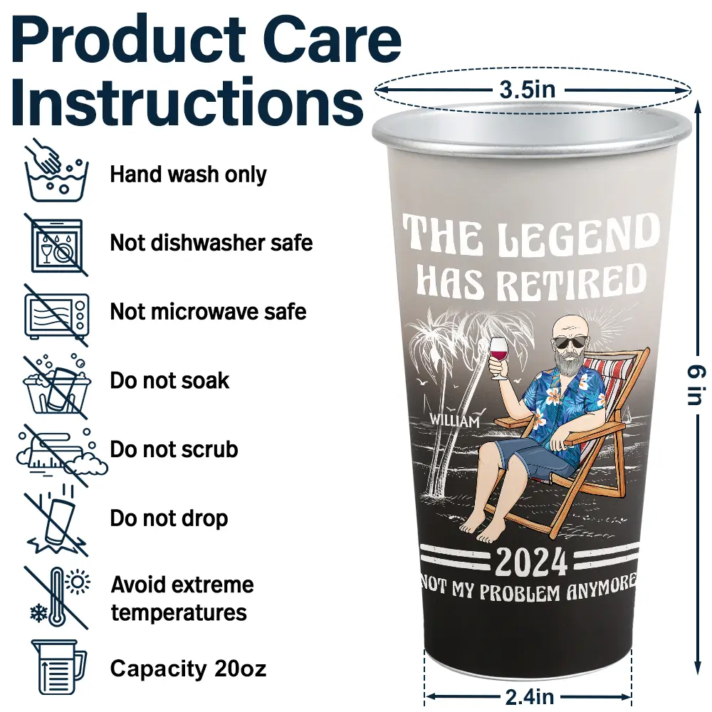 The Legend Has Retired Not My Problem Anymore - Personalized Aluminum Color Changing Cup - Image 5