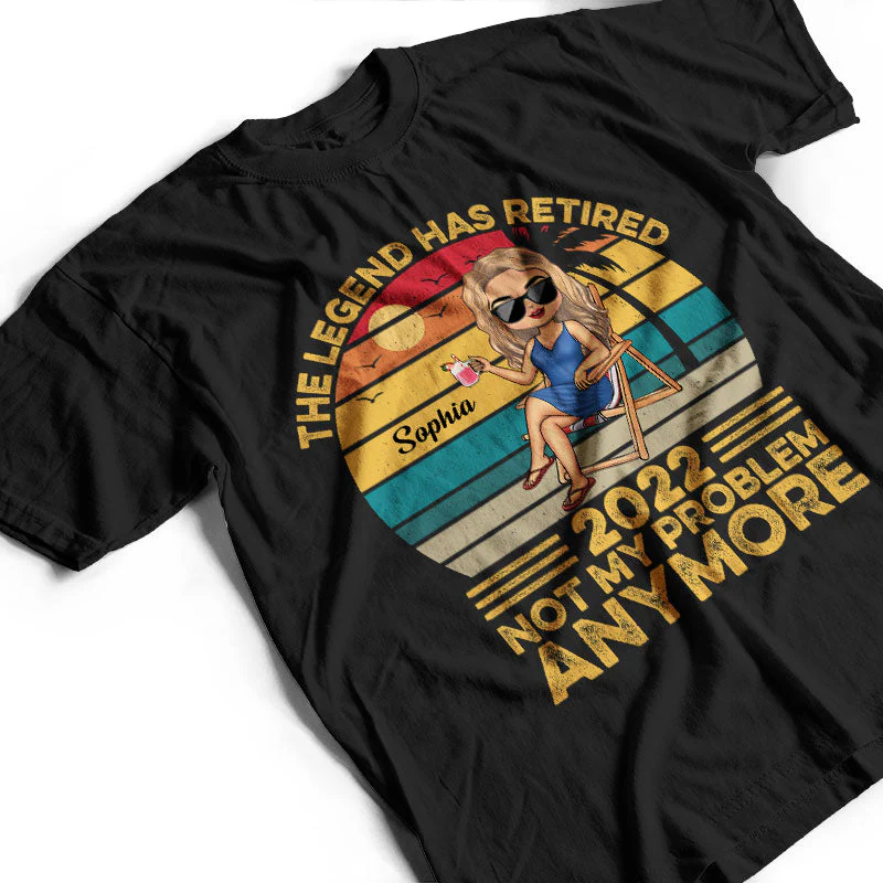 The Legend Has Retired Not My Problem Anymore Vintage Chibi - Retirement Gift - Personalized Custom T Shirt - Image 3