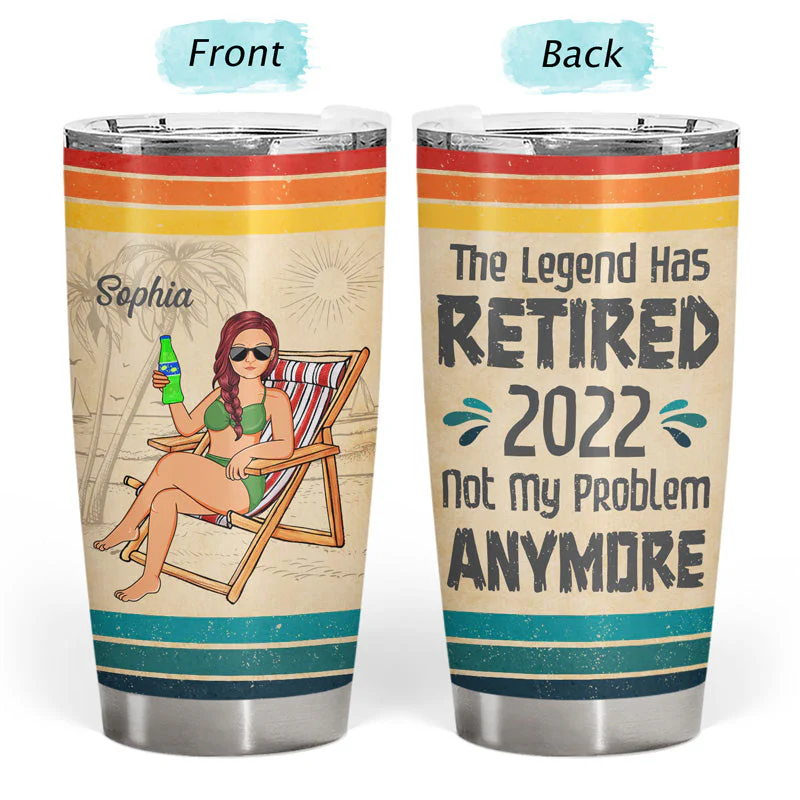 The Legend Has Retired Not My Problem Anymore Vintage - Retirement Gift - Personalized Custom Tumbler - Image 3