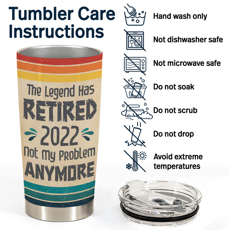 The Legend Has Retired Not My Problem Anymore Vintage - Retirement Gift - Personalized Custom Tumbler - Image 5