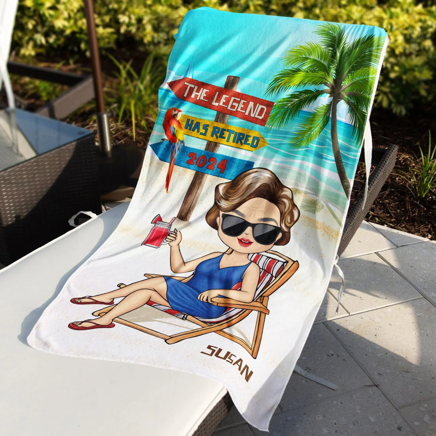 The Legend Has Retired - Retirement Gift For Dad And Grandpa - Personalized Beach Towel - Image 3