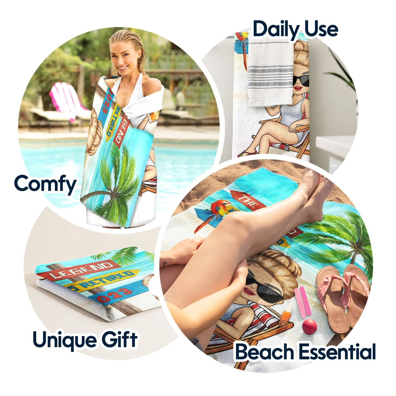 The Legend Has Retired - Retirement Gift For Dad And Grandpa - Personalized Beach Towel - Image 5