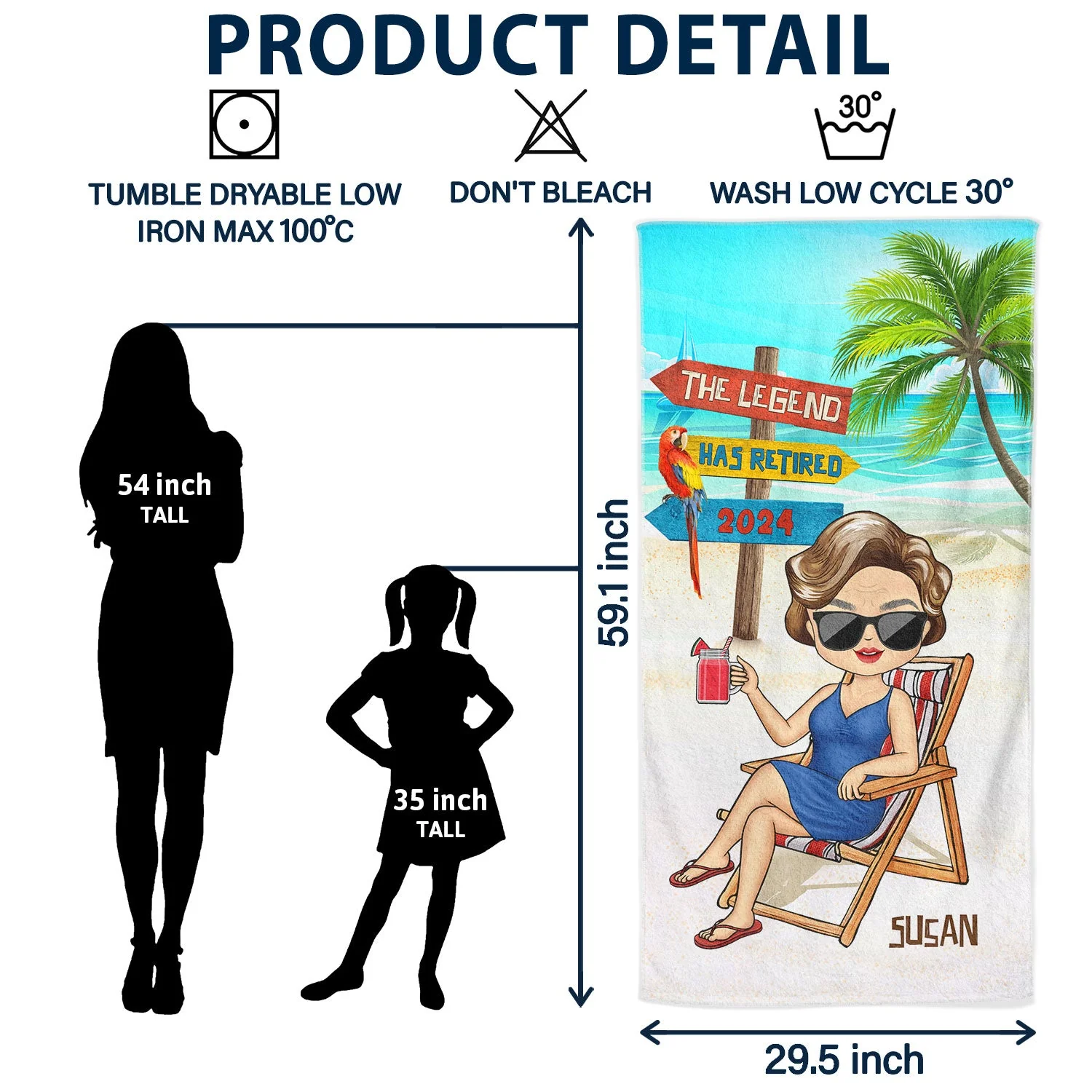 The Legend Has Retired - Retirement Gift For Dad And Grandpa - Personalized Beach Towel - Image 6