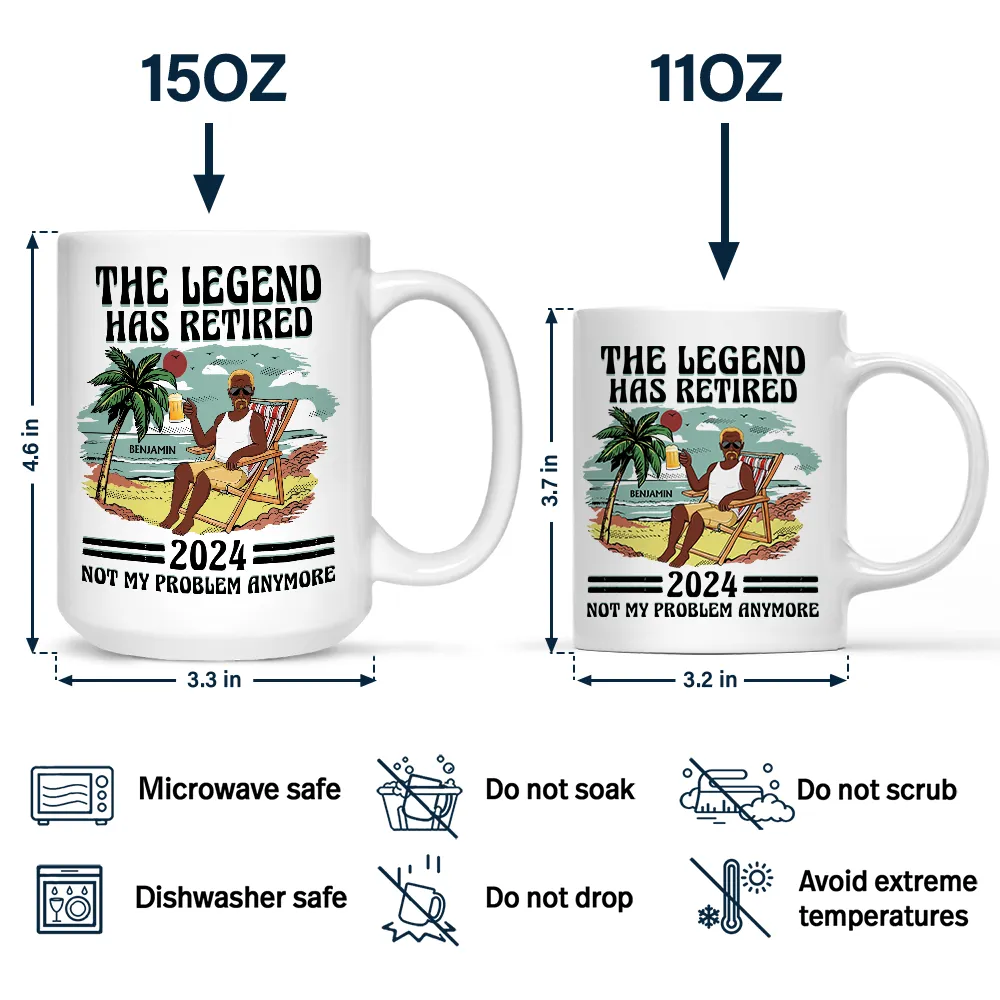 The Legend Has Retired Vintage - Personalized Mug - Image 4