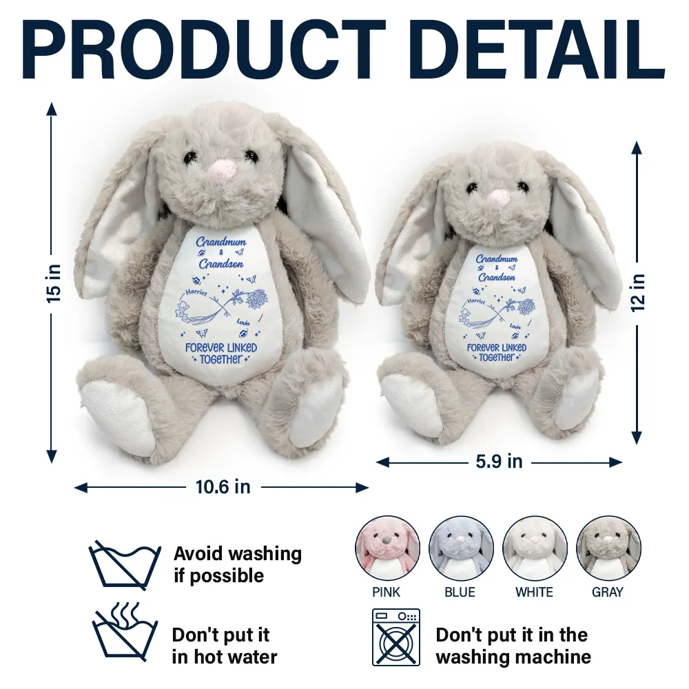 The Love Between A Grandma And Granddaughter Is Forever - Personalized Soft Toy Bunny - Image 5