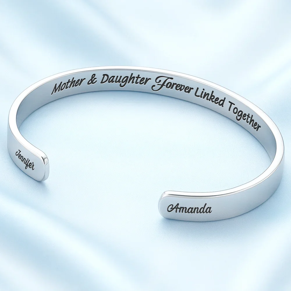 The Love Between A Mother And Daughter - Personalized Bangle Bracelet Cuff - Image 2