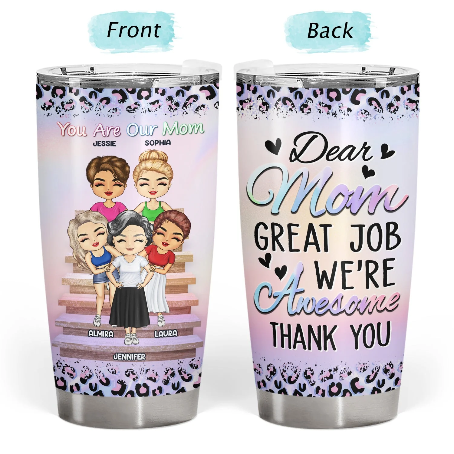 The Love Between A Mother & Daughters Is Forever - Birthday, Loving Gift For Mommy, Mother, Grandma, Grandmother - Personalized Custom Tumbler - Image 3