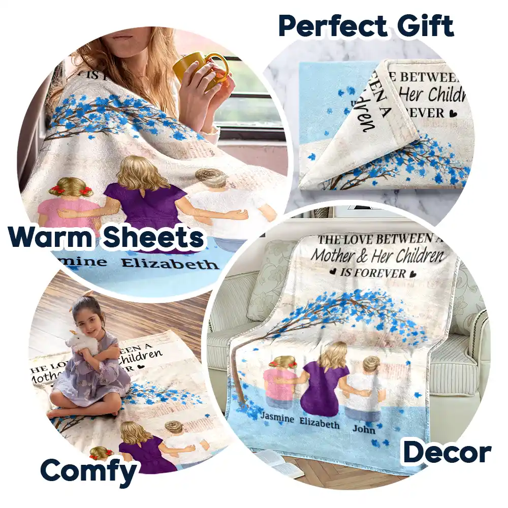 The Love Between A Mother & Her Daughters Sons - Personalized Fleece Blanket, Sherpa Blanket - Image 7