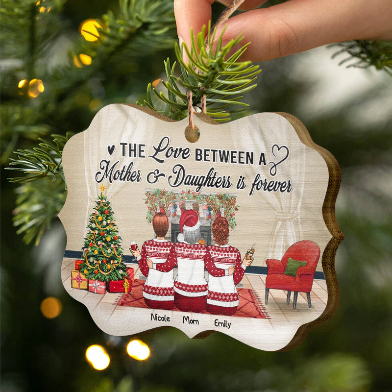 The Love Between - Gift For Mother And Daughters - Personalized Custom Wooden Ornament, Aluminum Ornament - Image 3