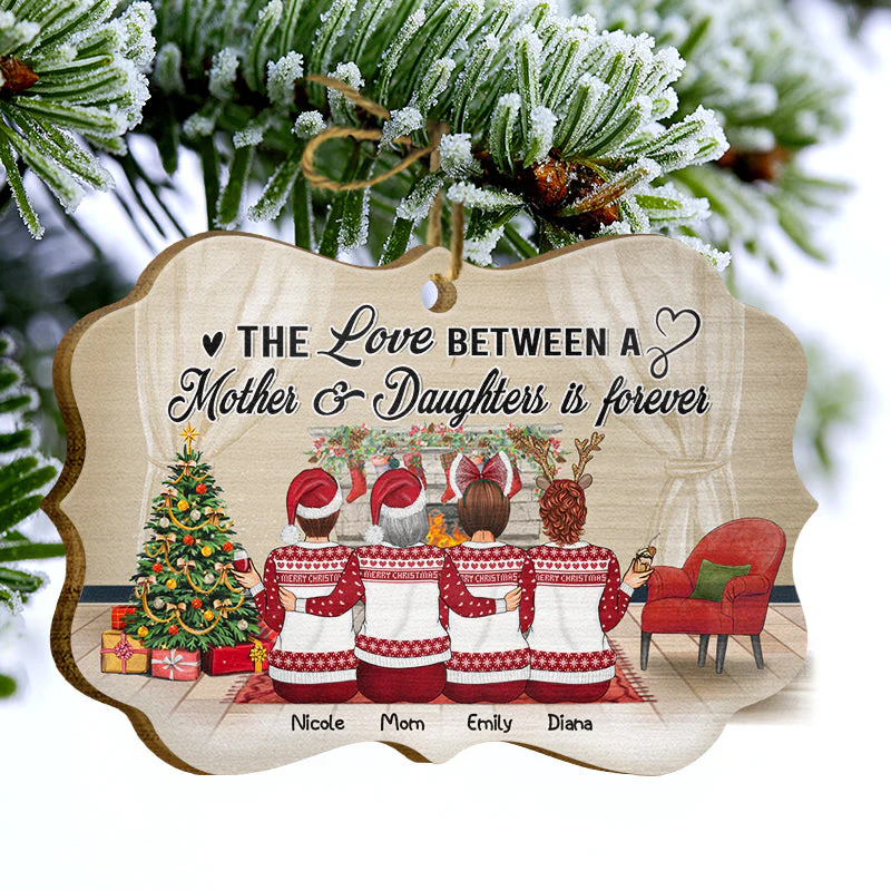 The Love Between - Gift For Mother And Daughters - Personalized Custom Wooden Ornament, Aluminum Ornament - Image 4
