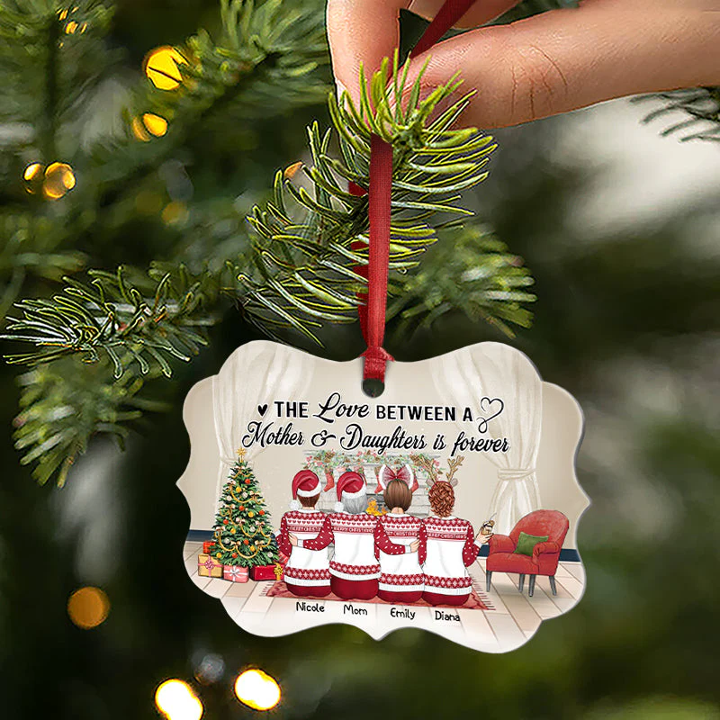The Love Between - Gift For Mother And Daughters - Personalized Custom Wooden Ornament, Aluminum Ornament - Image 5