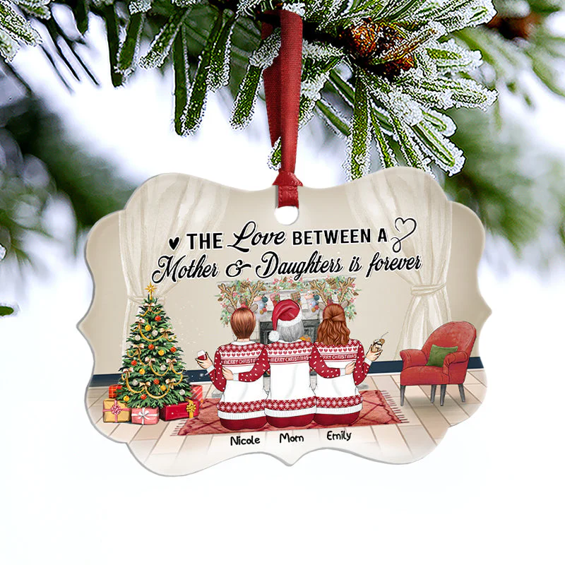 The Love Between - Gift For Mother And Daughters - Personalized Custom Wooden Ornament, Aluminum Ornament - Image 6