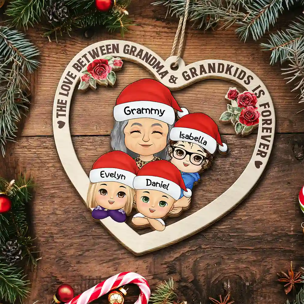 The Love Between Grandma And Grandkids Is Forever - Personalized Wooden Cutout Ornament - Image 5