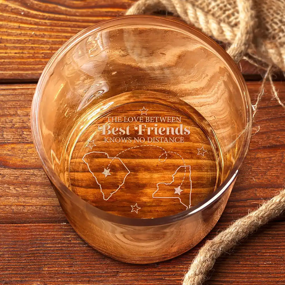 The Love Between Knows No Distance - Personalized Engraved Whiskey Glass - Image 3