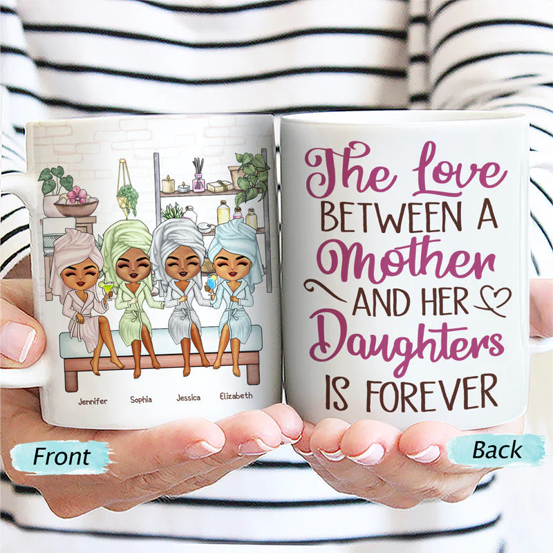 The Love Between Mother And Daughter - Gift For Mom - Personalized Custom White Edge-to-Edge Mug - Image 3