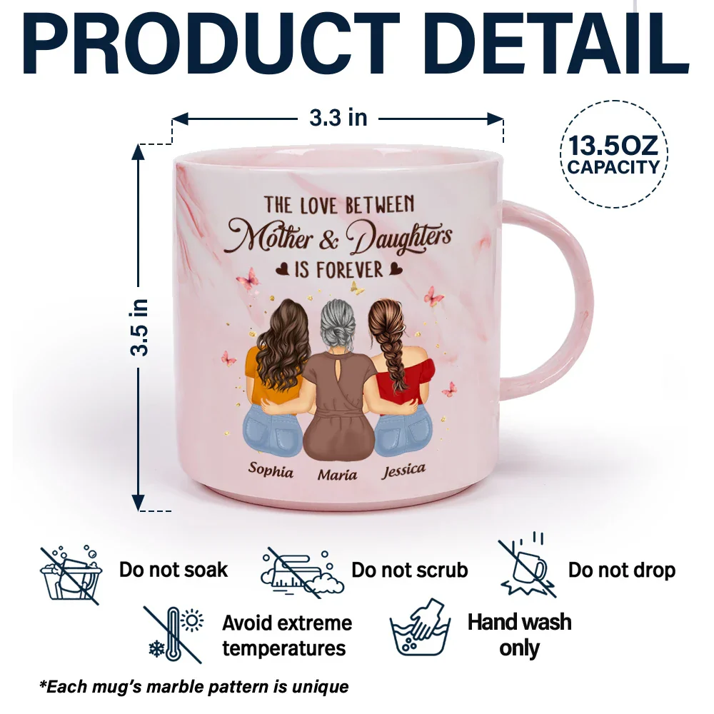 The Love Between Mother And Daughters Is Forever - Personalized Marble Mug - Image 5