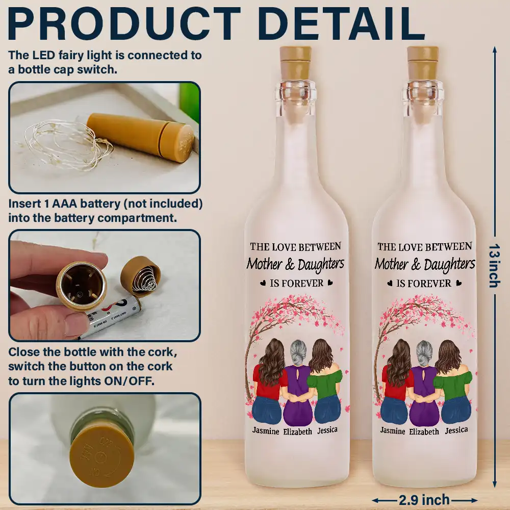 The Love Between Mother & Daughter Is Forever - Personalized Bottle Light - Image 4