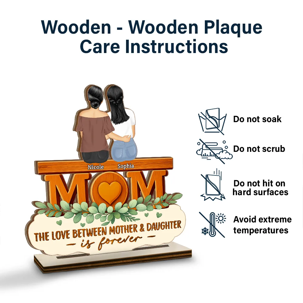 The Love Between Mother & Daughter Is Forever - Personalized Custom Shaped 2-Layered Wooden Plaque - Image 6