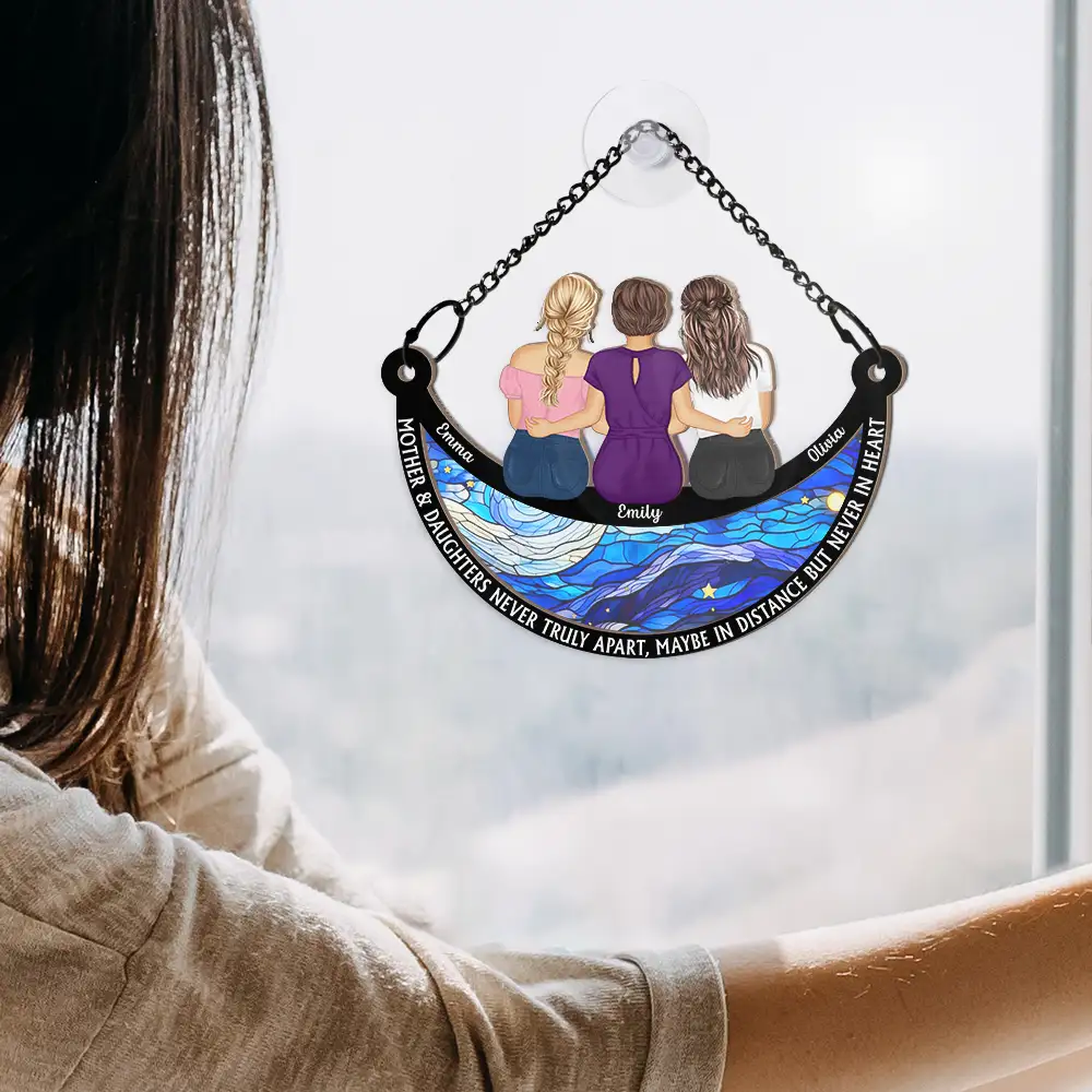 The Love Between Mother & Daughter Is Forever - Personalized Window Hanging Suncatcher Ornament - Image 4