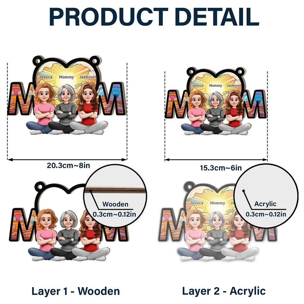 The Love Between Mother & Daughter Is Forever Sitting - Personalized Window Hanging Suncatcher Ornament - Image 5