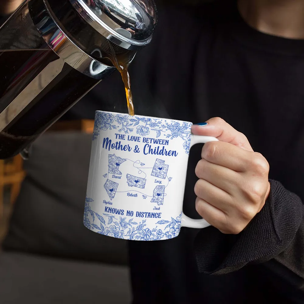 The Love Between Mother & Daughter Knows No Distance Toile - Personalized White Edge-to-Edge Mug - Image 4