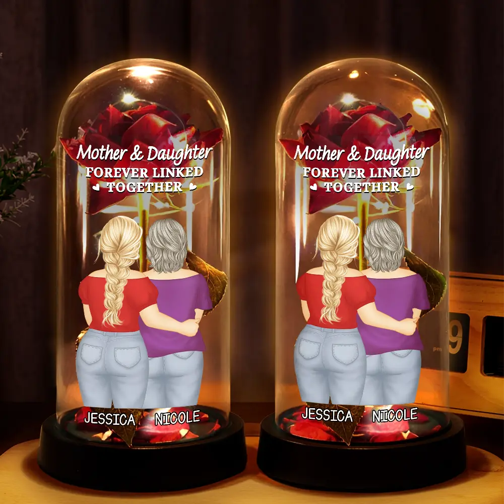 The Love Between Mother & Daughter - Personalized Everlasting Rose Dome Lamp - Image 2