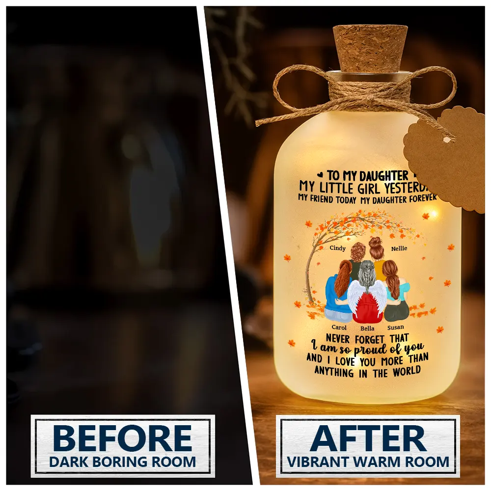 The Love Between Mother & Daughter - Personalized Short Bottle Light - Image 2