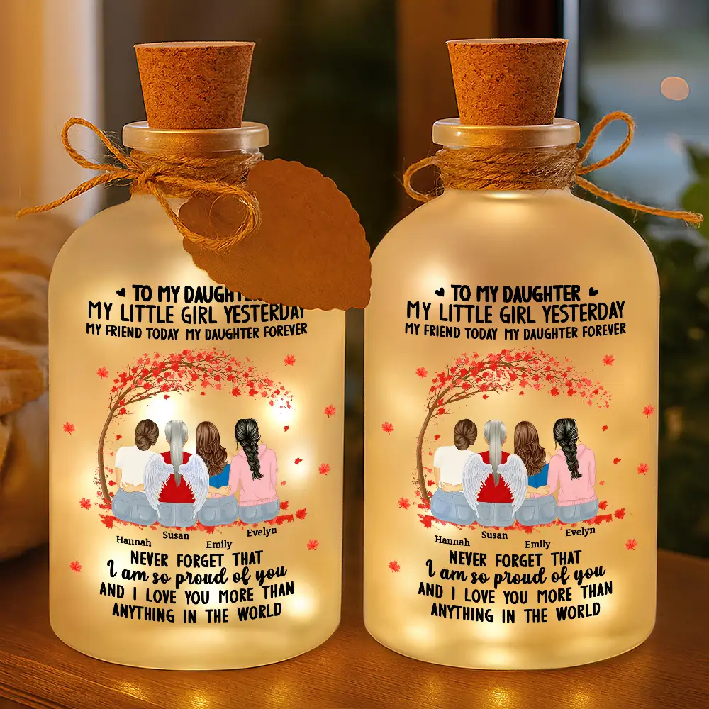 The Love Between Mother & Daughter - Personalized Short Bottle Light - Image 3