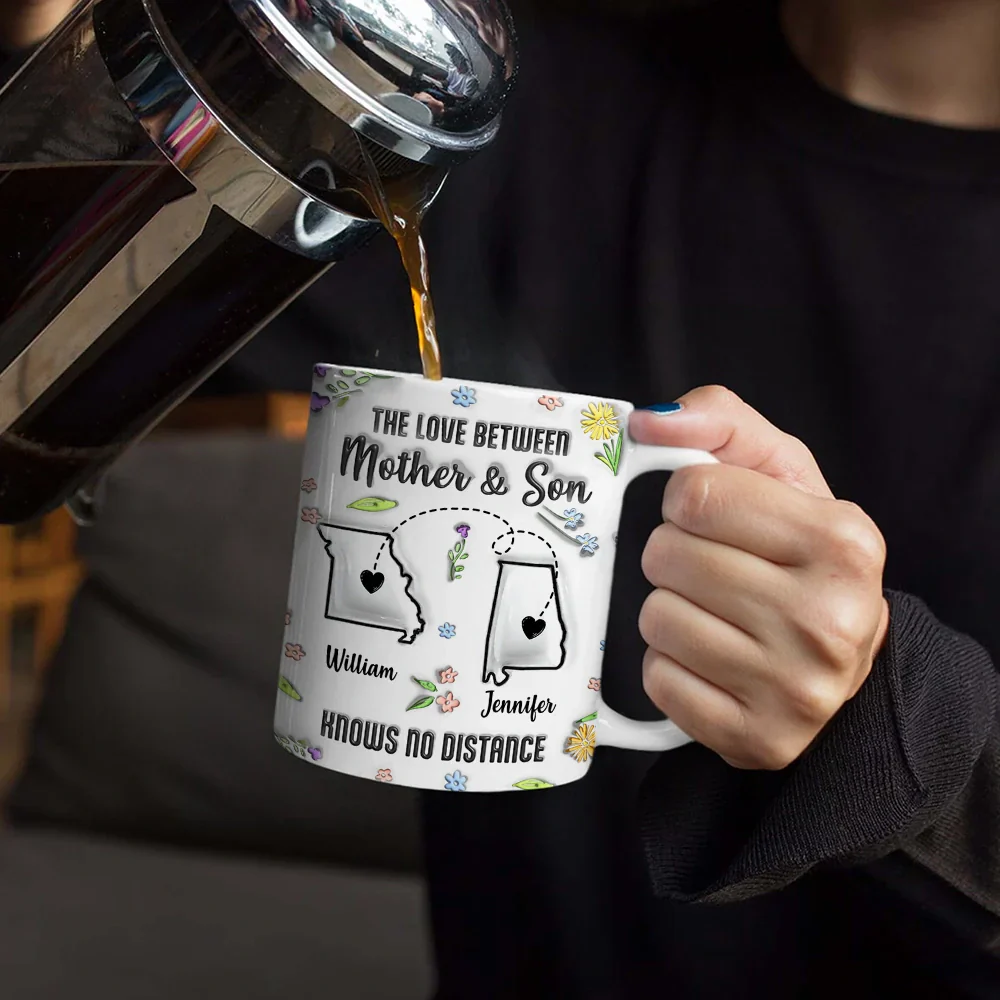 The Love Between Mother & Daughter State - 3D Inflated Effect Printed Mug, Personalized White Edge-to-Edge Mug - Image 4