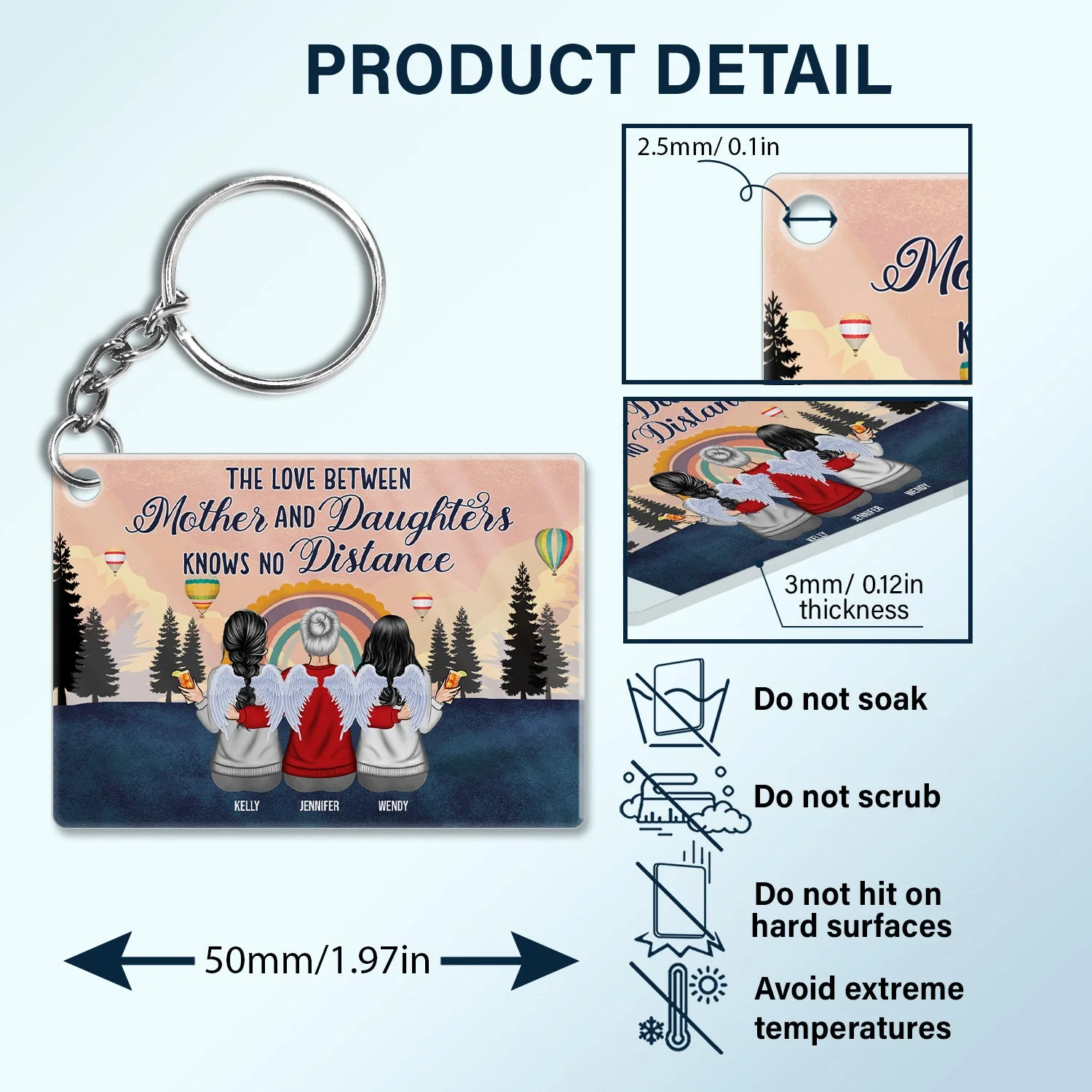 The Love Between Mother Daughters - Gift For Mother Daughter - Personalized Custom Acrylic Keychain - Image 5