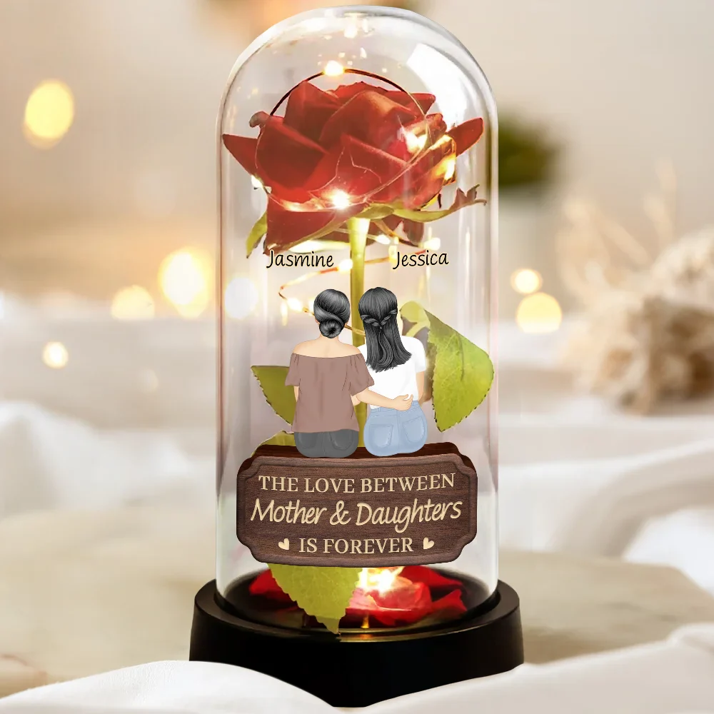 The Love Between Mother & Daughters Is Forever - Personalized Everlasting Rose Dome Lamp - Image 3