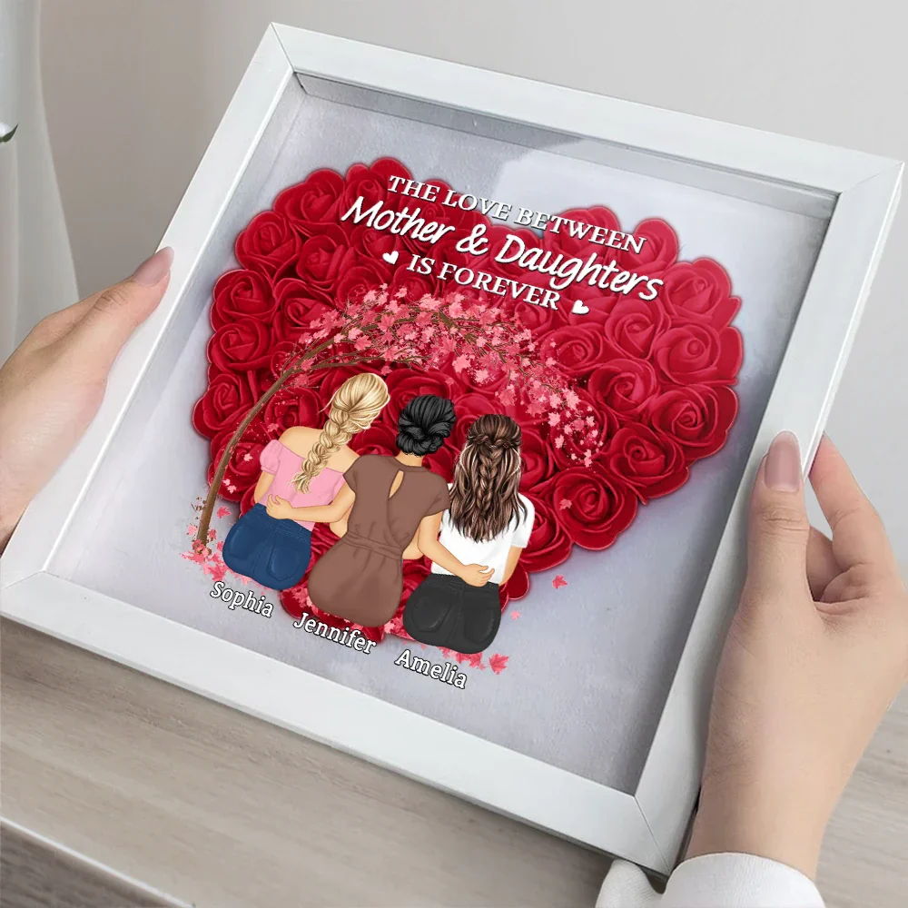 The Love Between Mother & Daughters Is Forever - Personalized Flower Shadow Box - Image 3