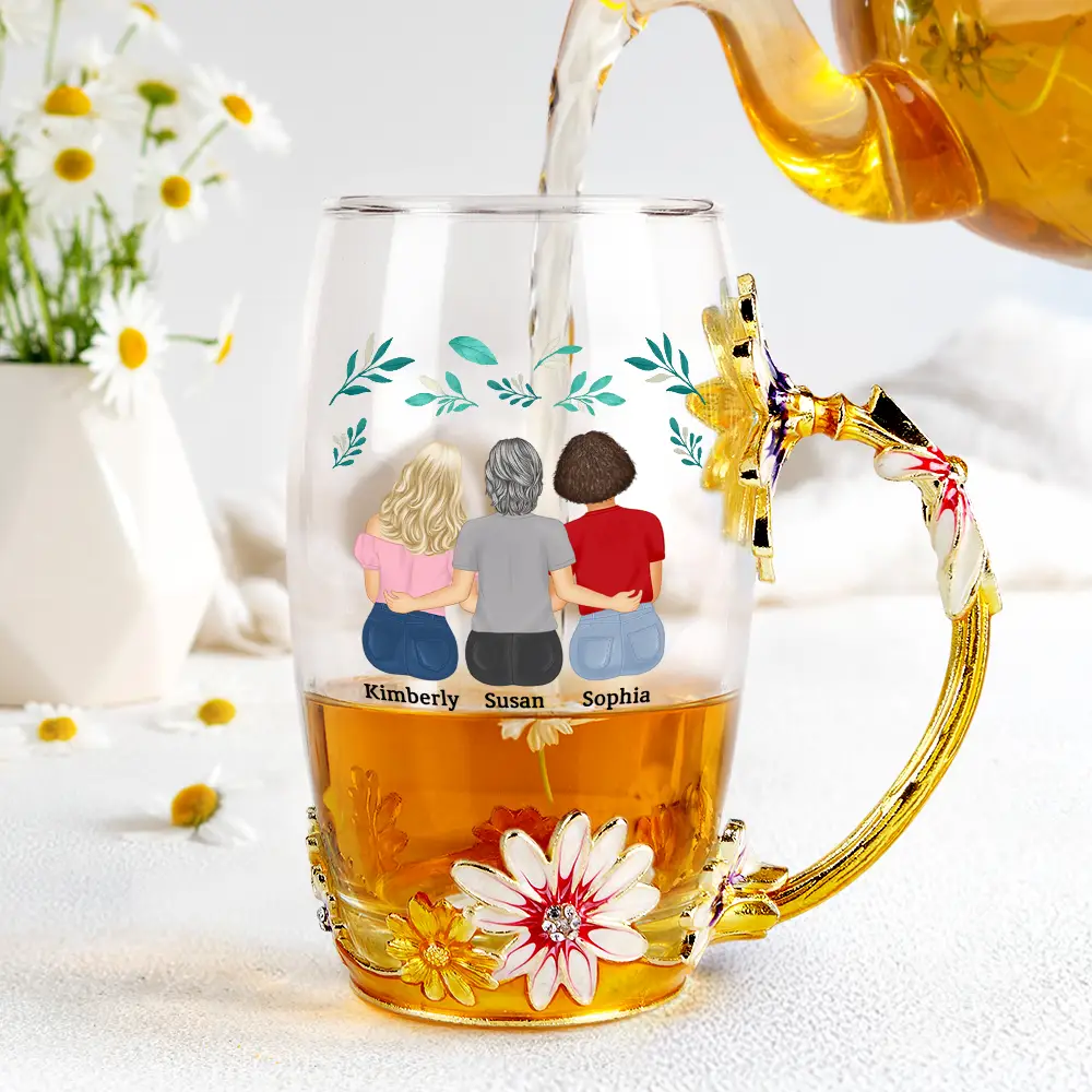 The Love Between Mother & Daughters Is Forever - Personalized Glass Flower Tea Cup - Image 4
