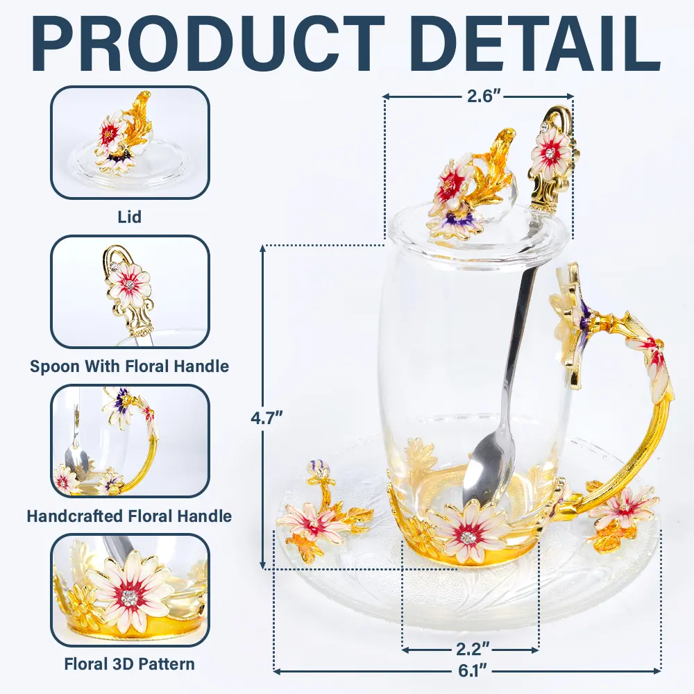 The Love Between Mother & Daughters Is Forever - Personalized Glass Flower Tea Cup - Image 5
