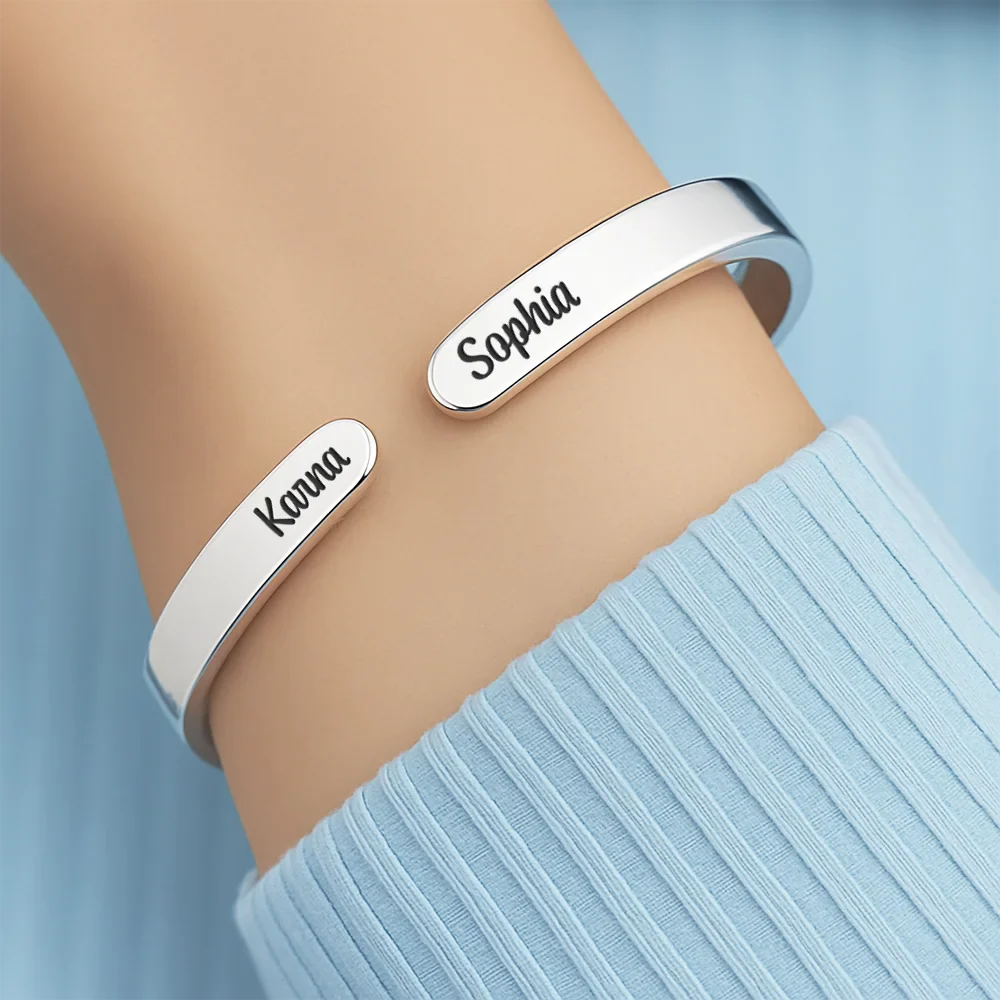 The Love Between Sisters - Personalized Bangle Bracelet Cuff - Image 4
