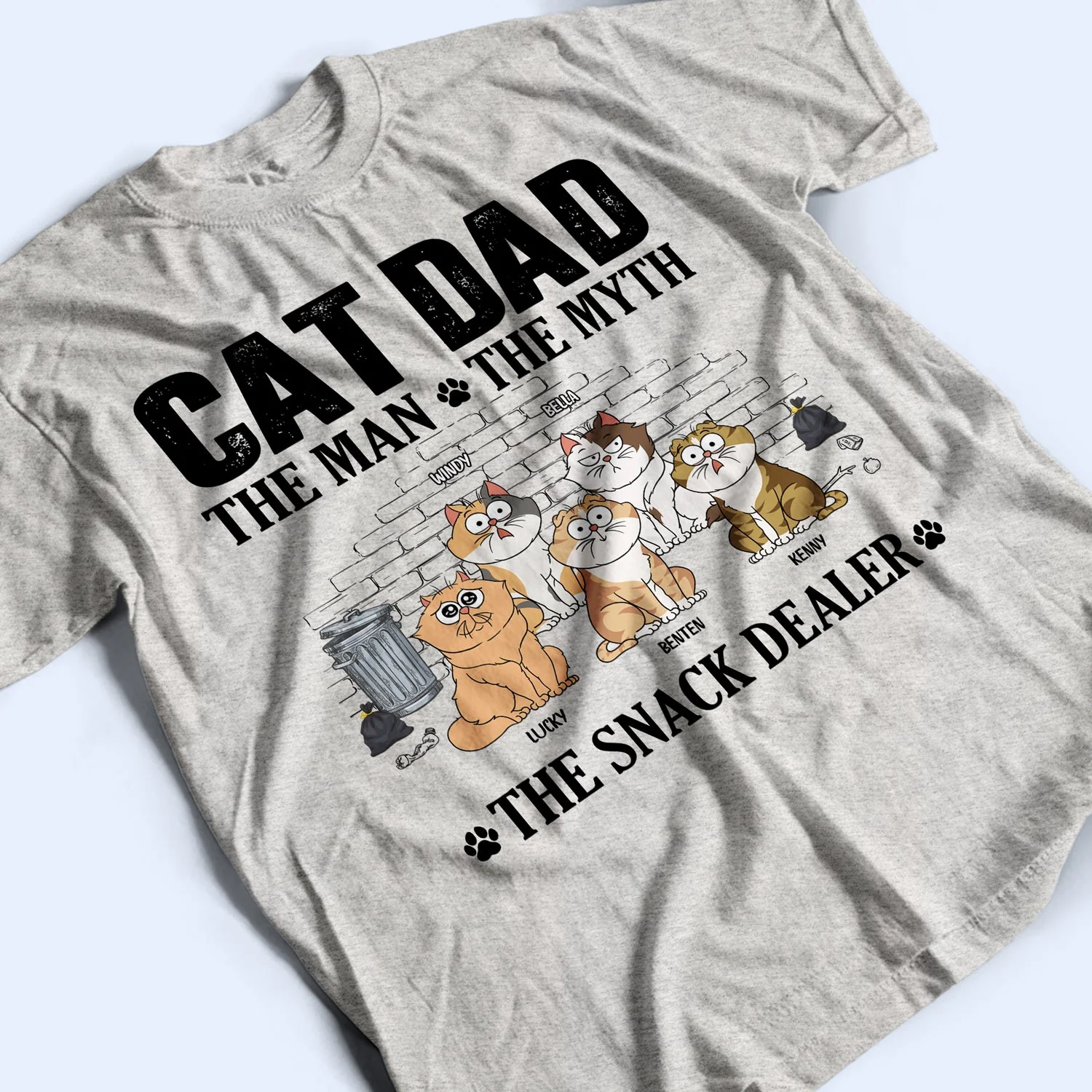 The Man The Myth The Snack Dealer - Gift For Cat Dad - Personalized T Shirt - Image 3