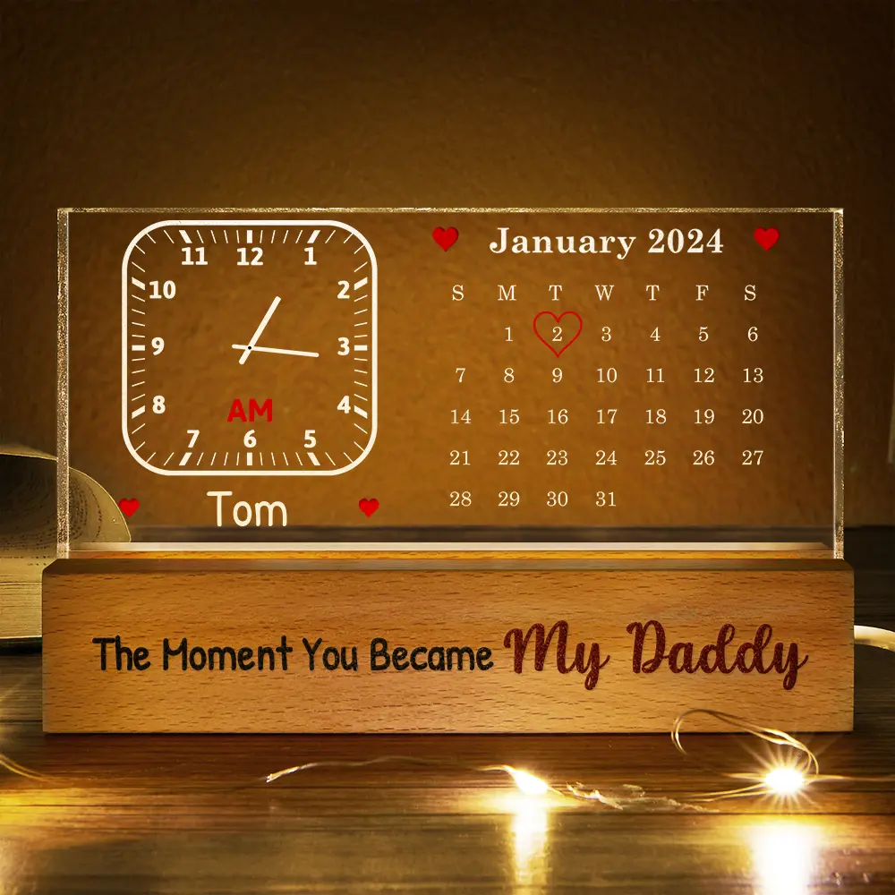 The Moment You Became My Mommy - Personalized Rectangle LED Light - Image 3