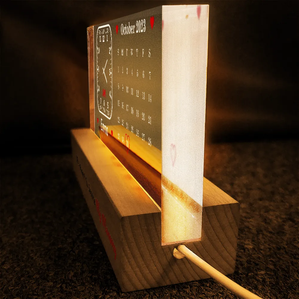 The Moment You Became My Mommy - Personalized Rectangle LED Light - Image 4