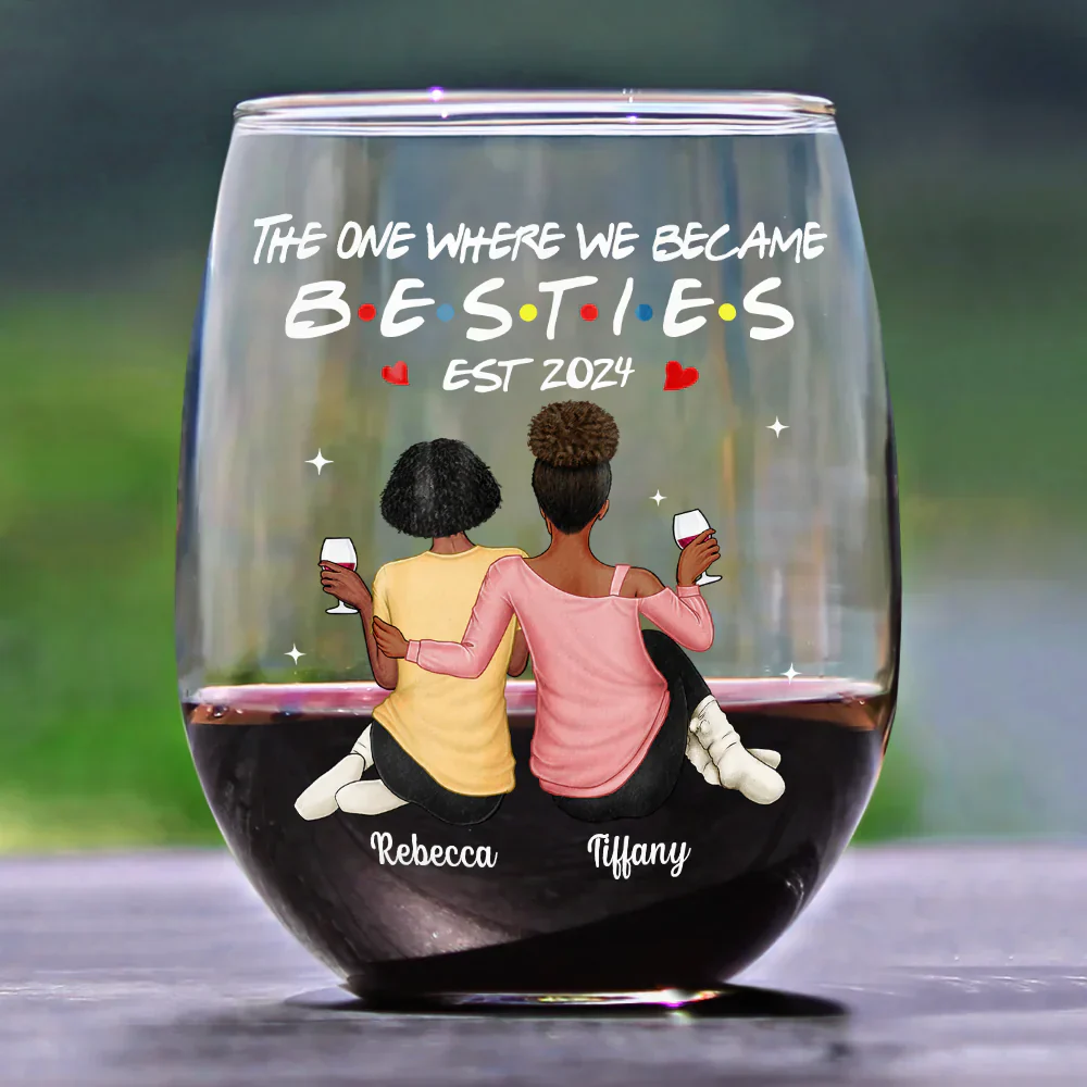 The One Where We Became Sisters - Personalized Stemless Wine Glass - Image 3