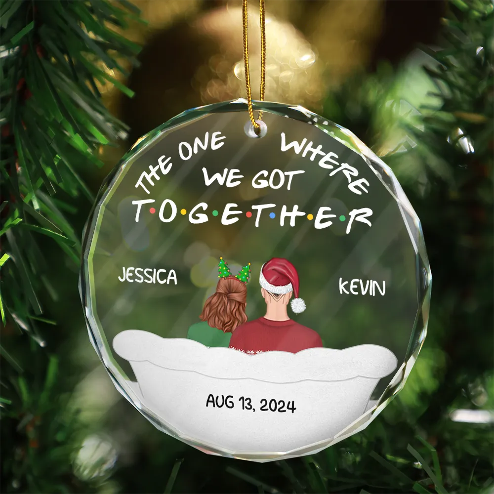The One Where We Got Married - Personalized Circle Glass Ornament - Image 3