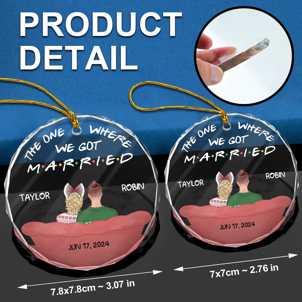The One Where We Got Married - Personalized Circle Glass Ornament - Image 6