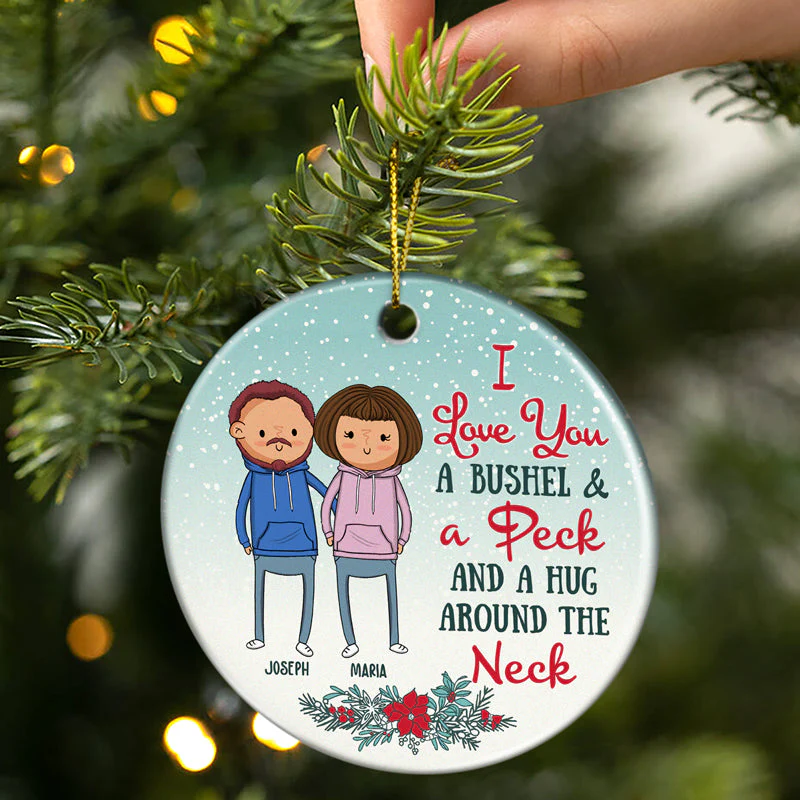 The Ones We Live With Laugh And Love - Christmas Gift For Family - Personalized Custom Circle Ceramic Ornament - Image 2