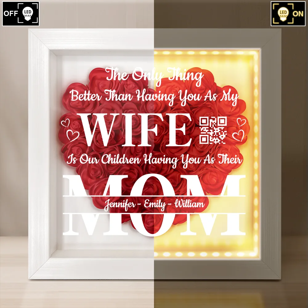 The Only Thing Better Is Our Children Having You As Their Mom - Personalized LED Light Flower Shadow Box - Image 3