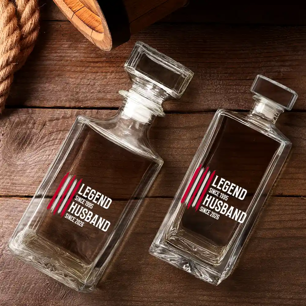 The Original Legend Legend Husband Daddy Grandpa - Personalized Square Whiskey Bottle - Image 3