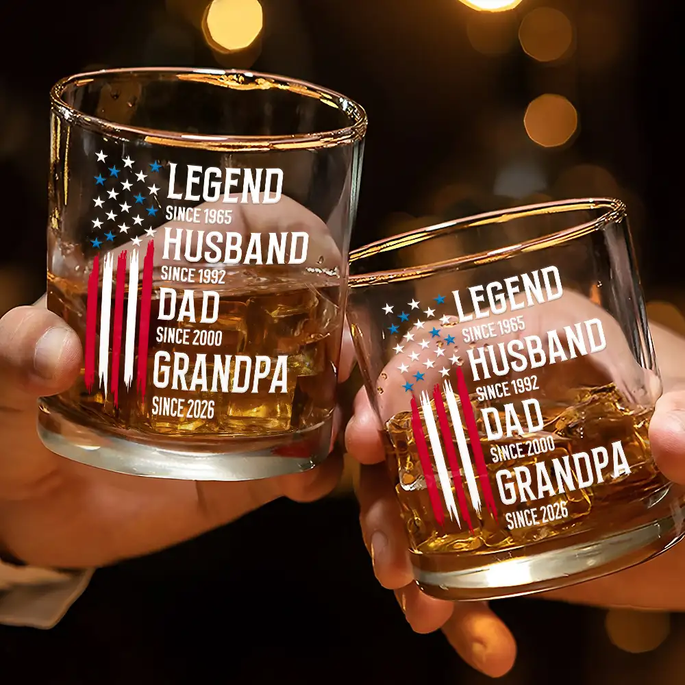 The Original Legend Legend Husband Daddy Grandpa - Personalized Whiskey Glass - Image 3