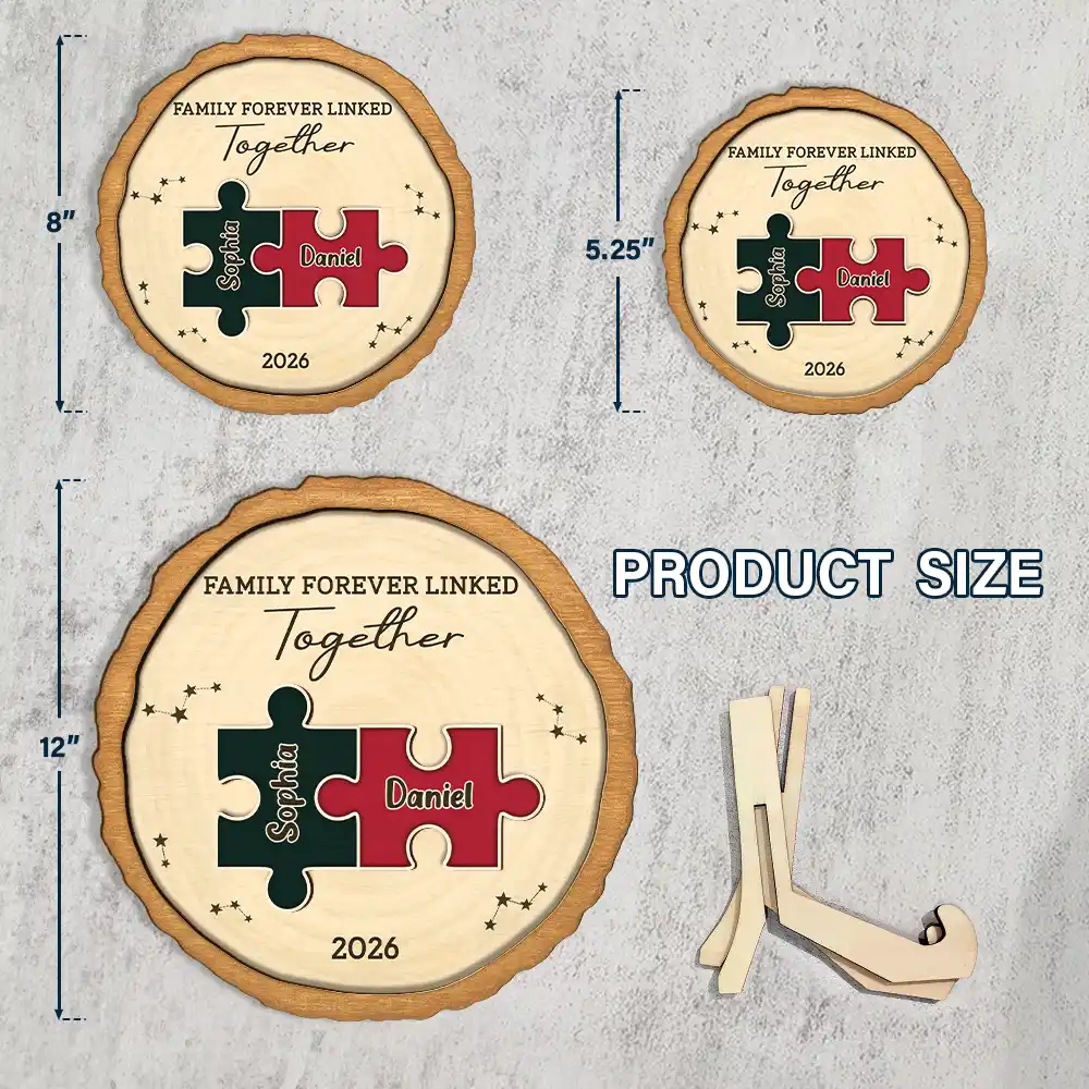 The Pieces That Make Our Family Puzzle - Personalized 2-Layered Wooden Plaque With Stand - Image 4