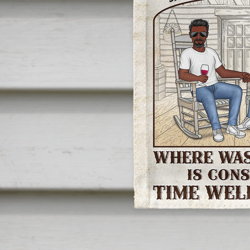 The Porch Time Well Wasted - Gift For Couples - Personalized Custom Flag - Image 4