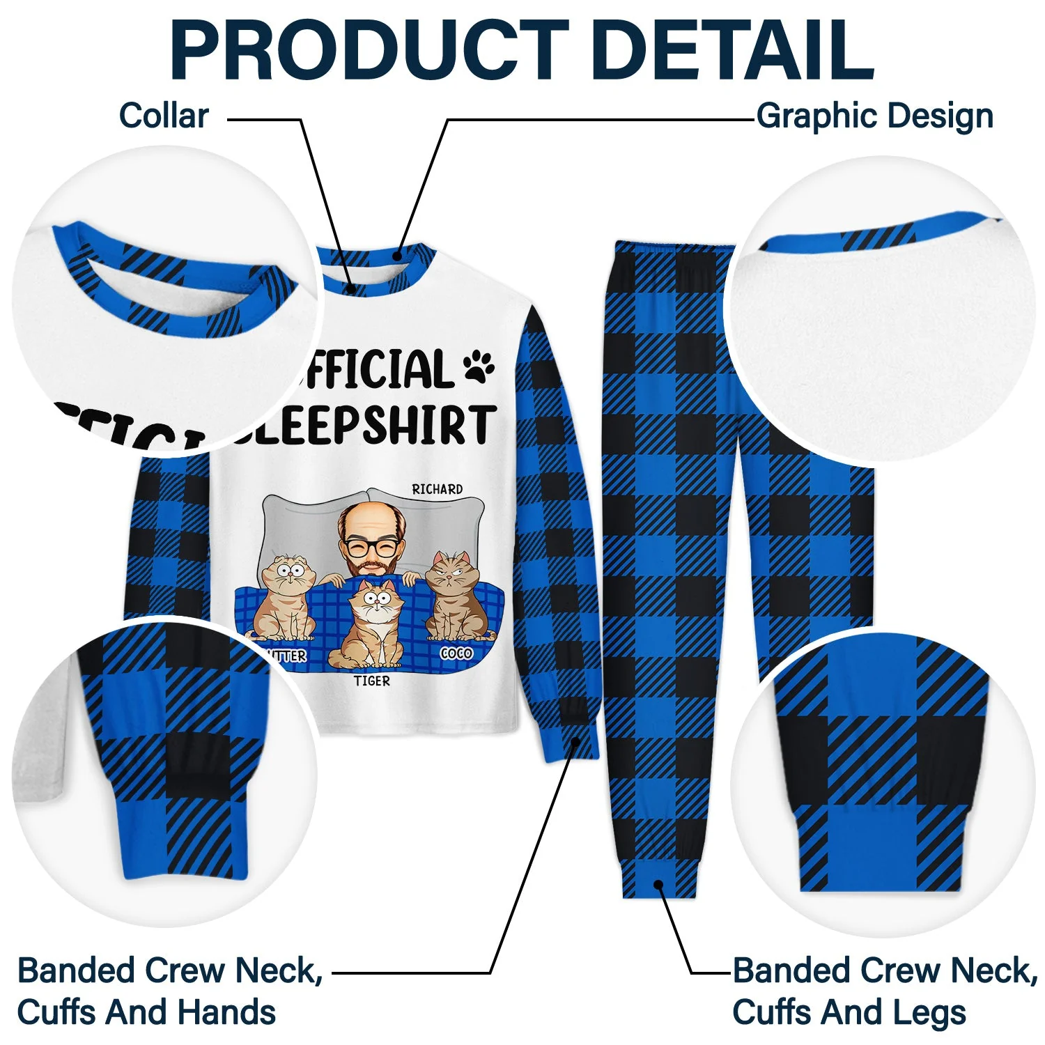 The Real Snuggle Cartoon Style - Gift For Cat Lovers, Cat Mom, Cat Dad - Personalized Unisex Pajamas Set - Image 4