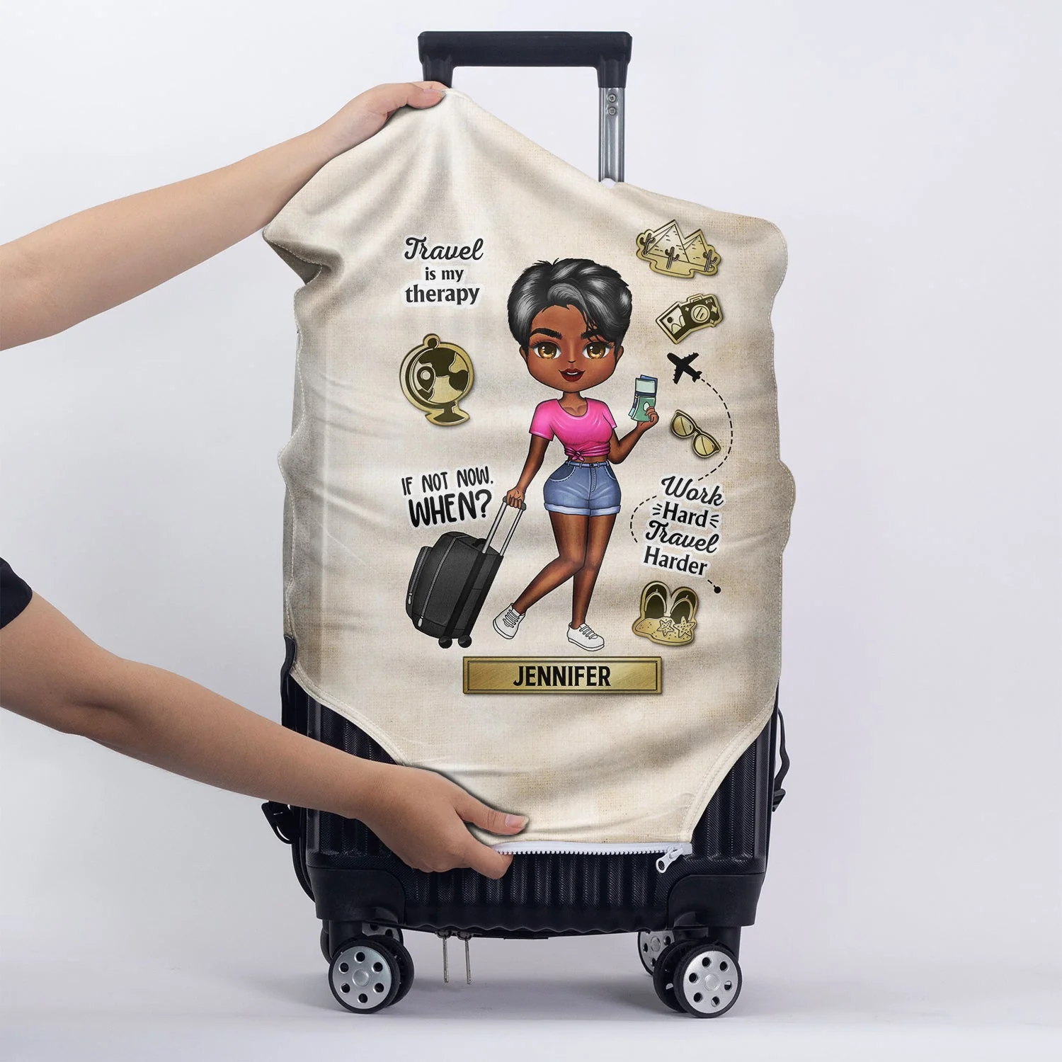 The Sky Is Calling And I Must Go - Birthday Gift For Him, Her, Travel, Vacation Lovers - Personalized Custom Luggage Cover - Image 5
